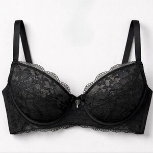 Victoria's Secret Black Lace Bra Body By Victoria Demi Underwire Unlined 34C